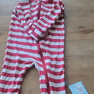Kickee Pants Red and White Striped Footie